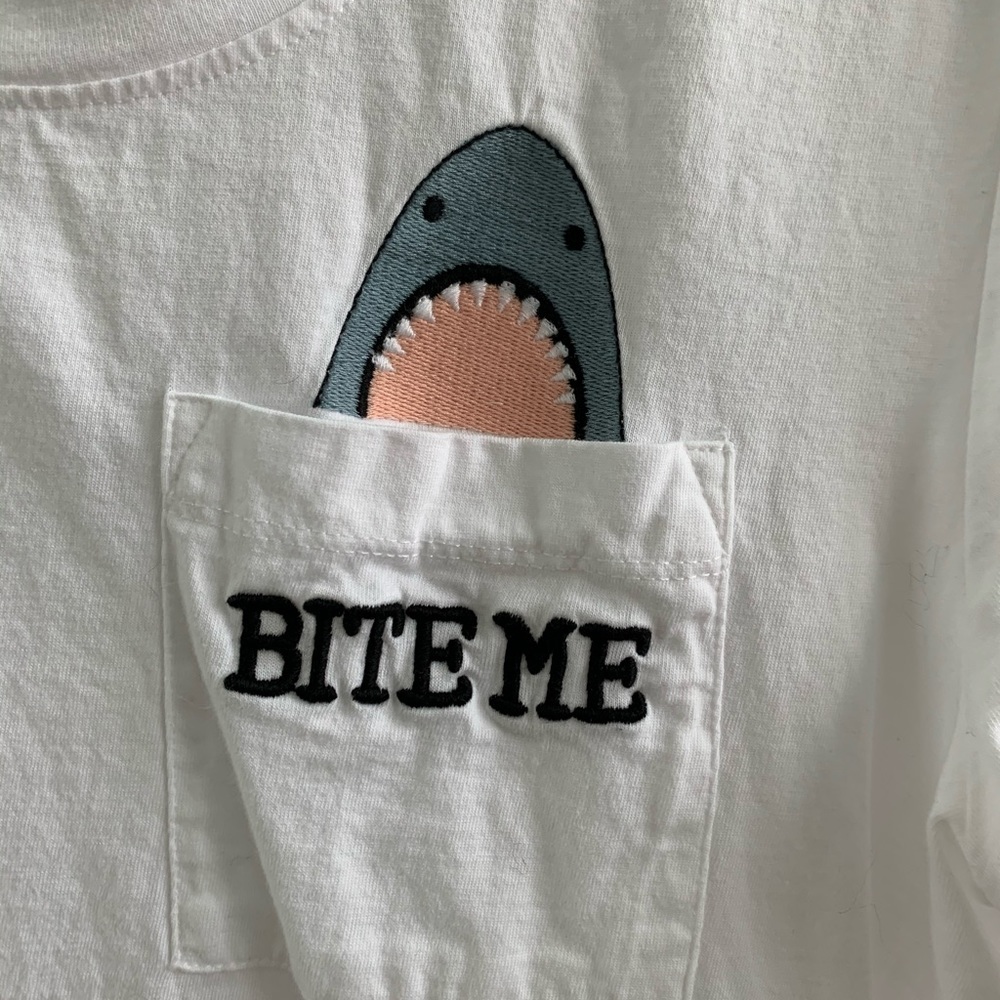 “bite me” shark tee